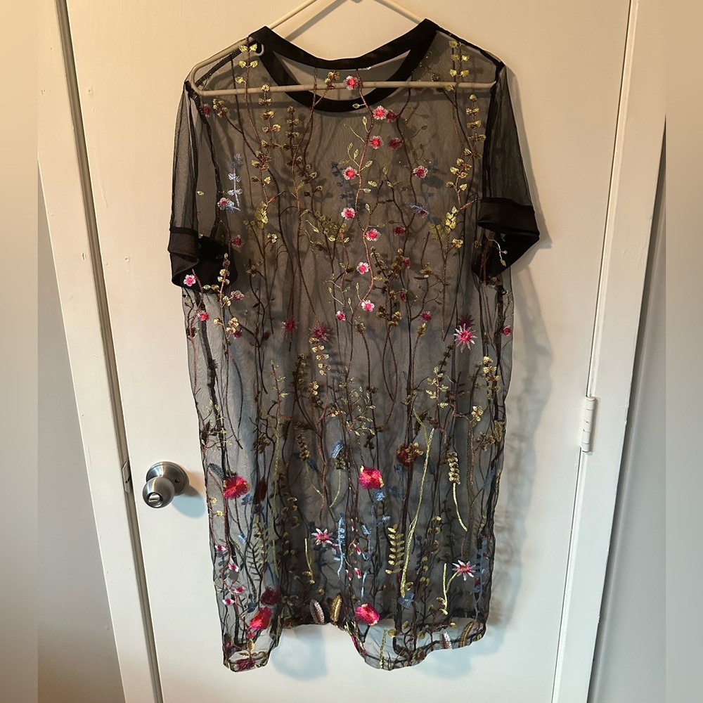 NWT Sheer Floral Cover Up Dress